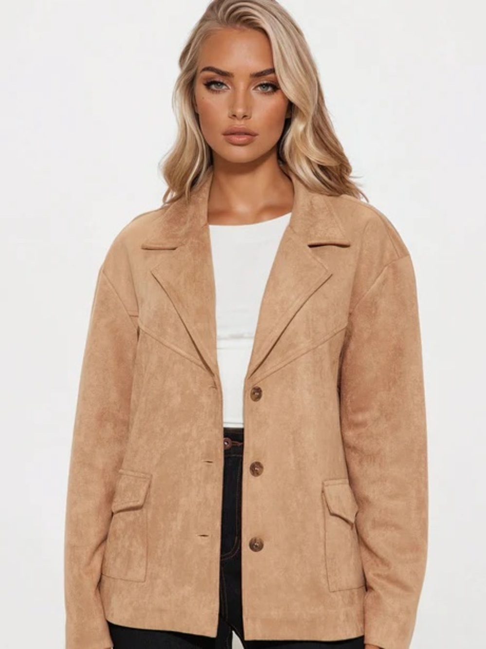 Fashion Nova Everyday Casual Faux Suede Jacket